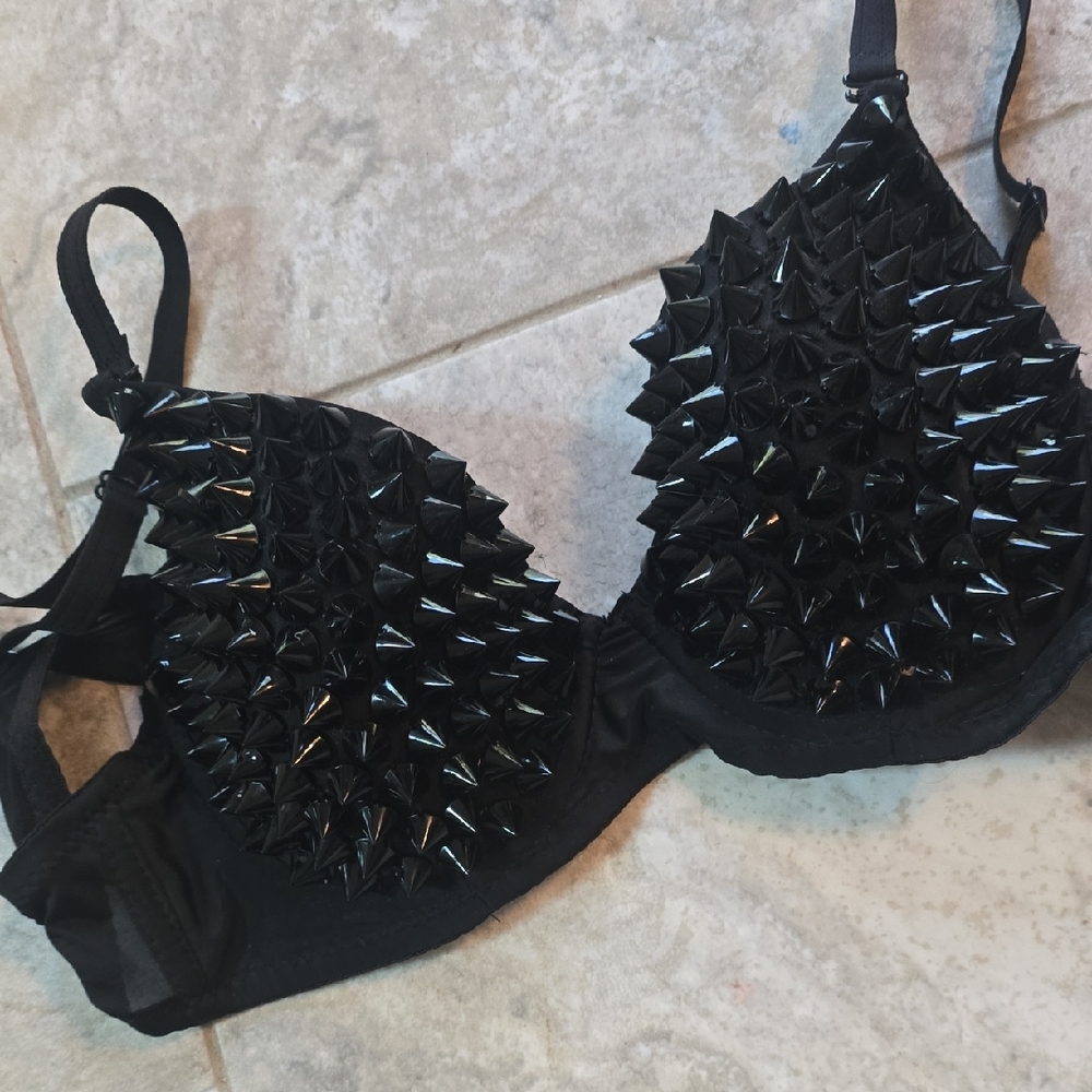 Black Spiked Bra